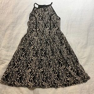 Necessary Objects Black Cream Floral Mini Dress Size Small